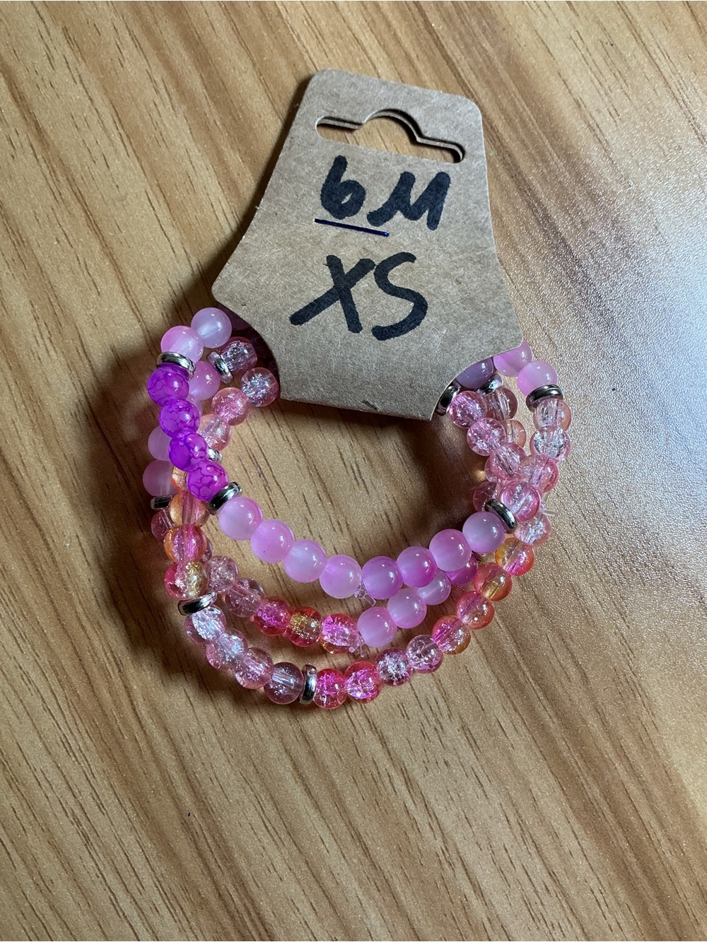 Pink Beaded Stretch Bracelet Set by
